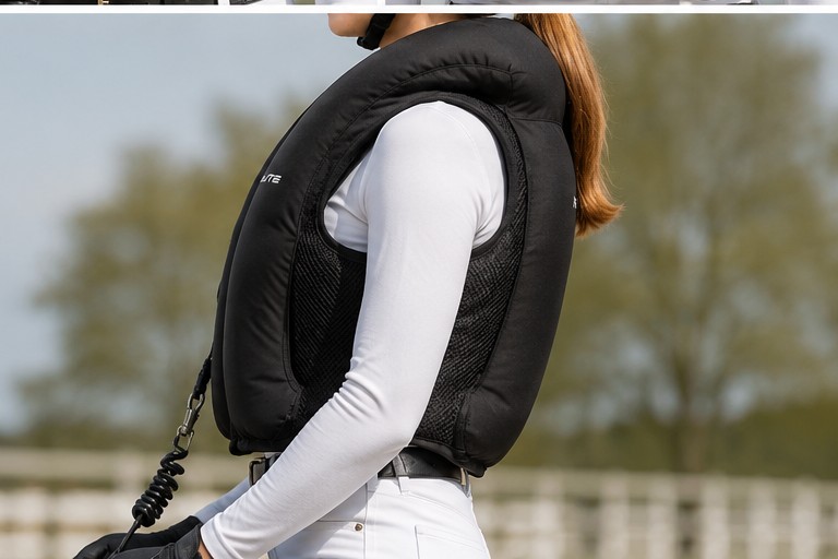 Helite Gilet Airbag 2 in 1 uppblåst sett från sidan